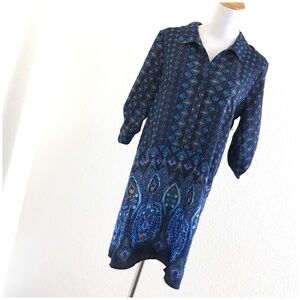 Blue Boho Popover Shirt Dress